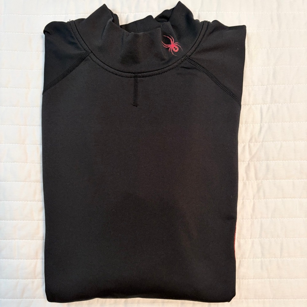 Spyder Active Black Mock Neck Fleece Lined Pullover Mens Small